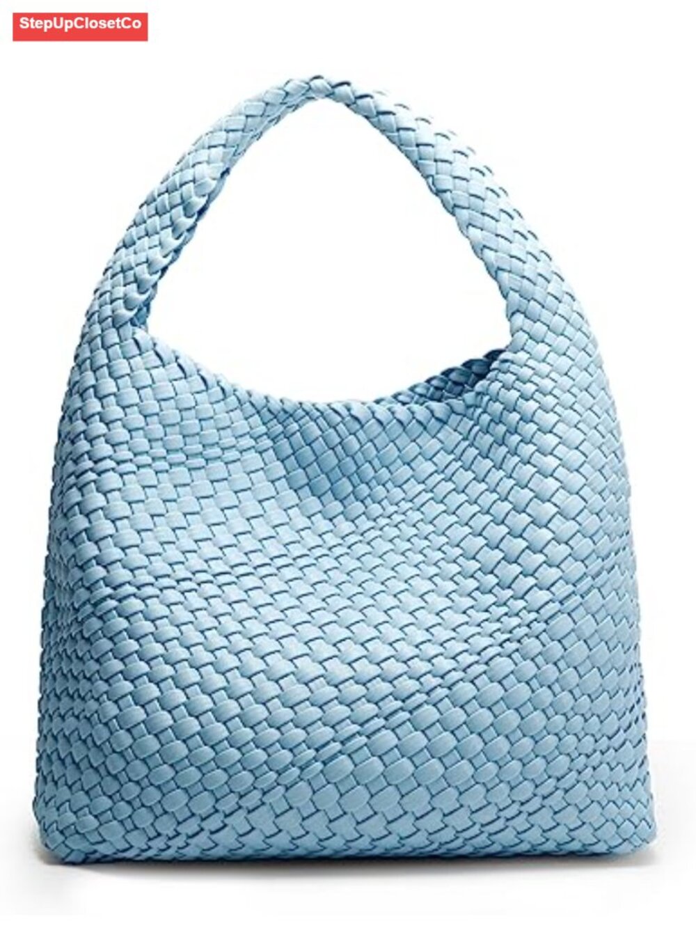 Woven Vegan Leather Tote Bag Large Capacity Shoulder Handbag Hobo